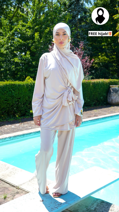 Beige Bow Burkini